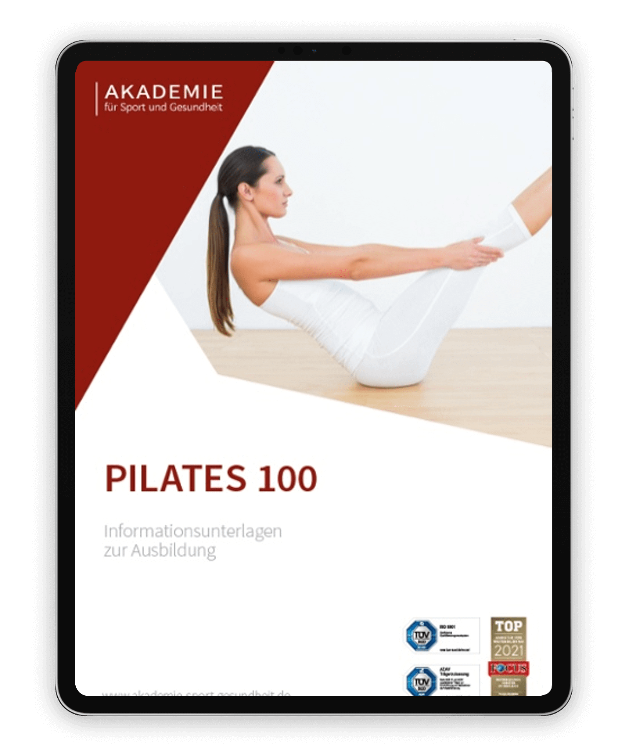 Informationsbroschüre Pilates 100 Mockup