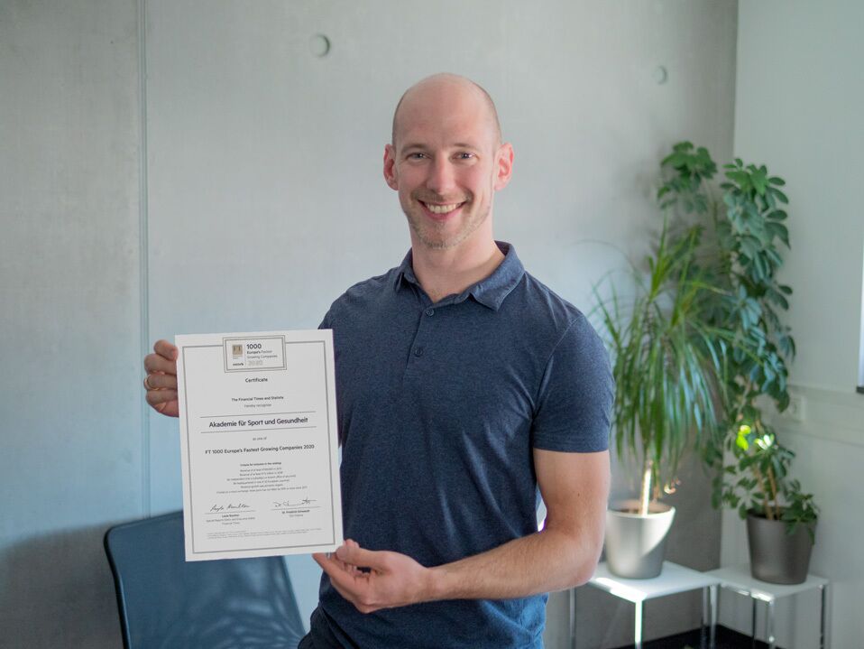 Alexander Sonner, Geschäftsführer ASG, Akademie für Sport und Gesundheit, FT1000, Auszeichnung