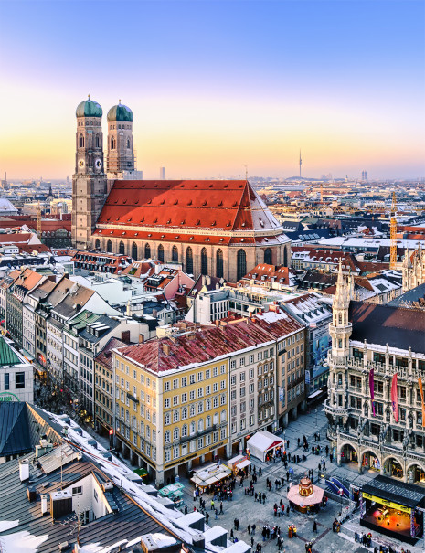 Eine Luftaufnahme der Stadt München, Deutschland.