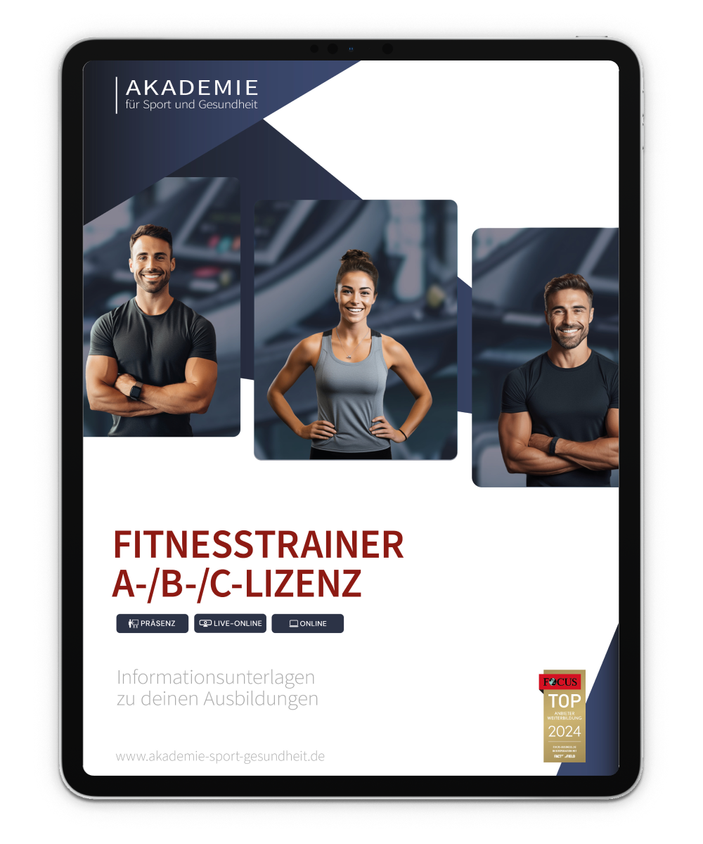Informationsbroschüre Fitnesstrainer Lizenzen Mockup